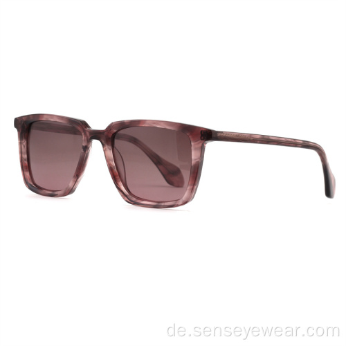 Benutzerdefinierte Logo Unisex Square Acetat polarisierte Sonnenbrille